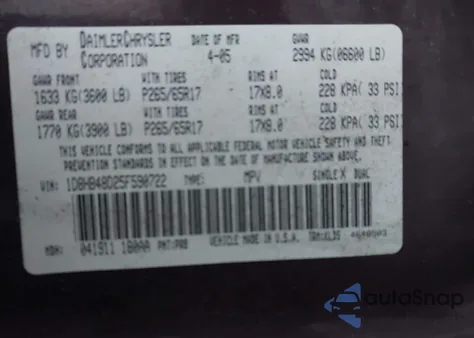 2005 Dodge Durango Slt from USA, damaged, VIN 1D8HB48D25F590722